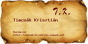 Timcsák Krisztián névjegykártya
